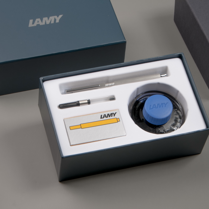 LAMY logo 系列 鋼筆 T52 50ML 墨水禮盒 限量 - 06 不鏽鋼刷紋款