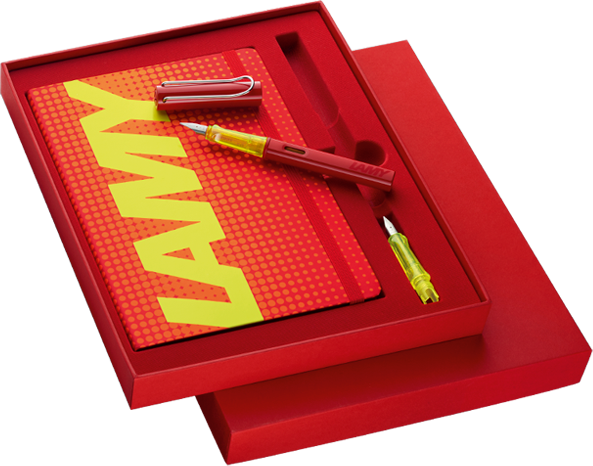 LAMY AL star 恆星 限量 光澤紅鋼筆+A5筆記本禮盒